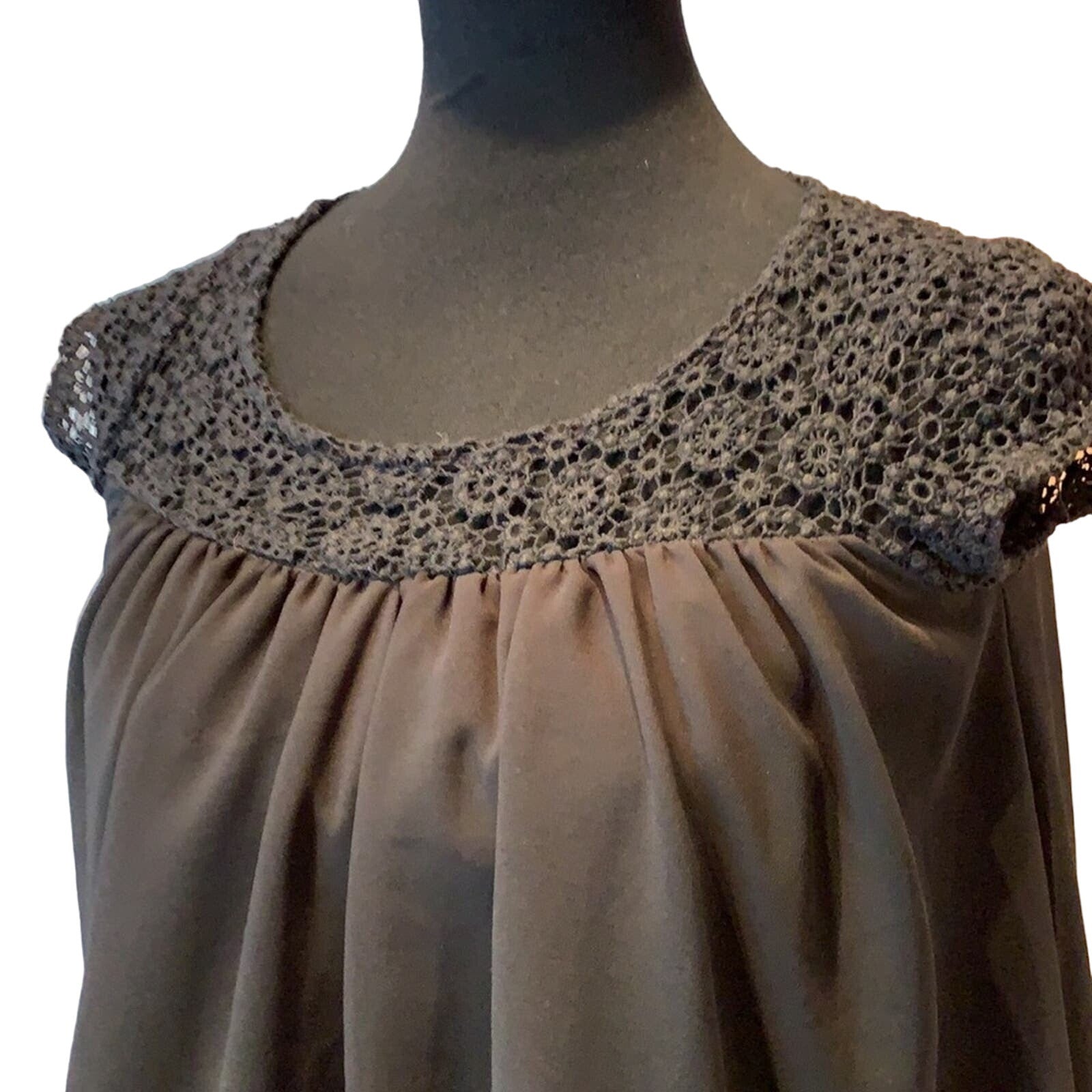 Kiddo by Katie Small Black Flowy Eyelet Lace Embroidered Top Blouse