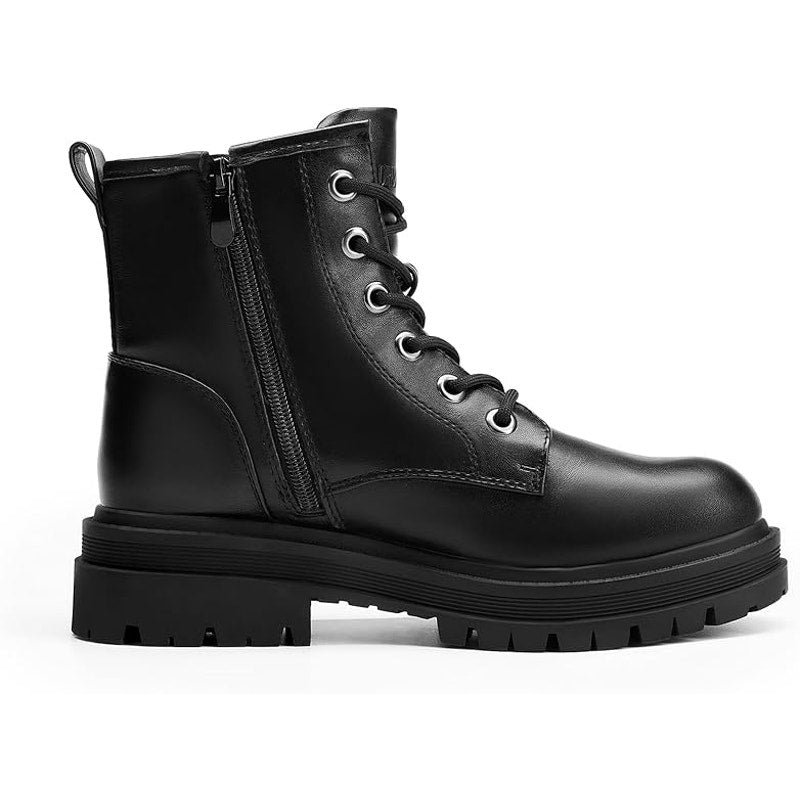 Dream Pairs Womens Size 9.5 Black Faux Leather Lace Up Lug Sole Combat Boots