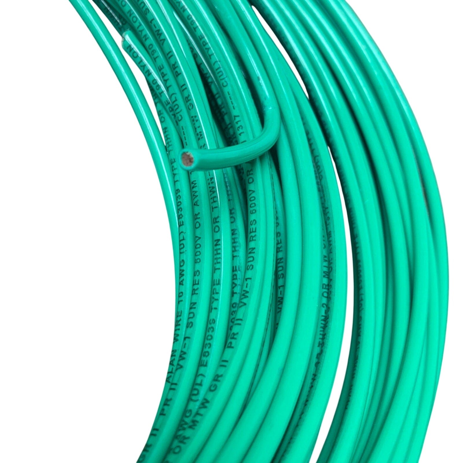 New 100’ Green 10 AWG THHN THWN Stranded Copper Various Brands Wire - Open Box