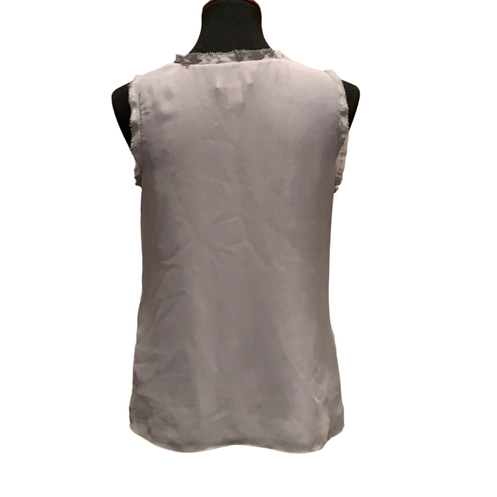 LOFT Small Silver Square Sequined Lined Rough Edge Shimmery Sleeveless Tank Top