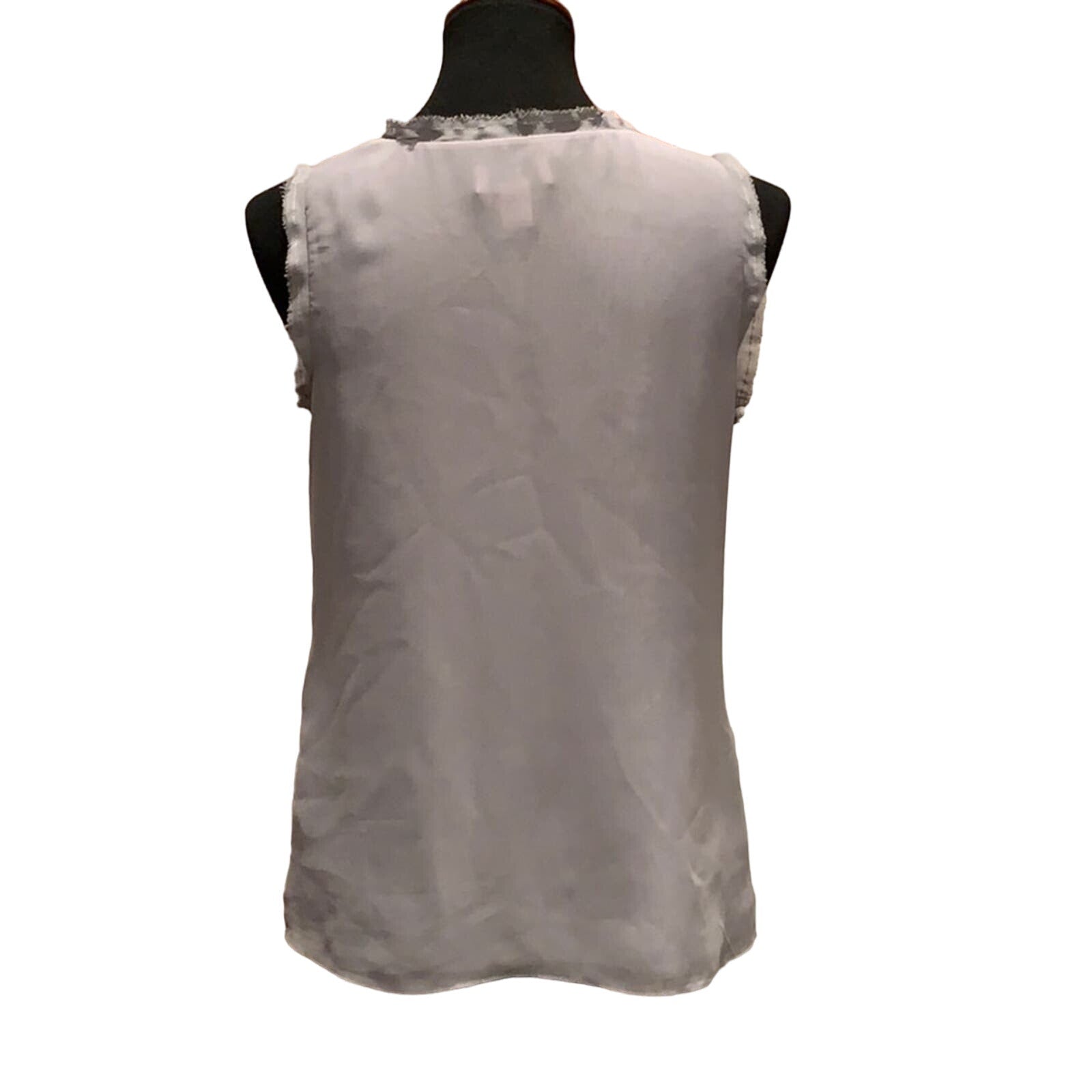 LOFT Small Silver Square Sequined Lined Rough Edge Shimmery Sleeveless Tank Top