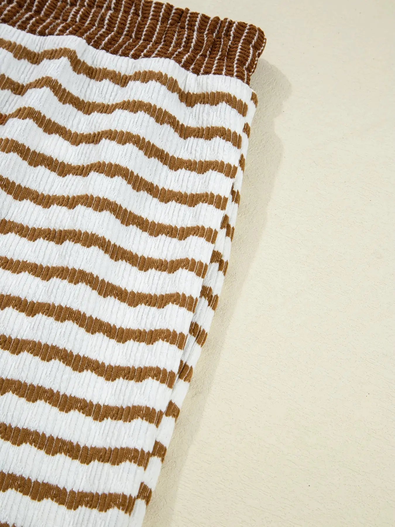 Stripe Collared Top and Drawstring Pant Loungewear Set