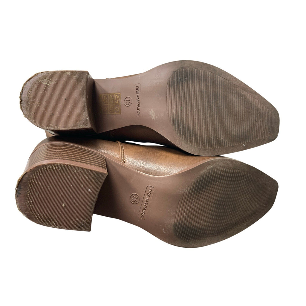 Dream Pairs Womens Size 7.5 Brown 2.5" Chunky Heel Pull On Western Cowboy Boots