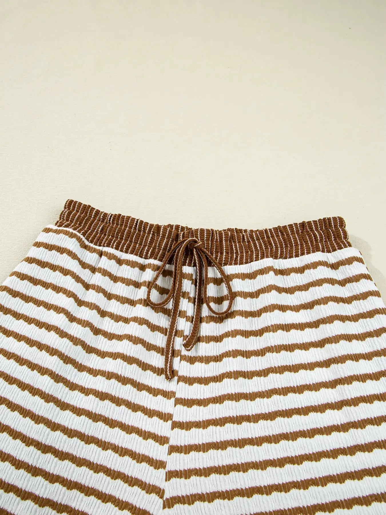 Stripe Collared Top and Drawstring Pant Loungewear Set