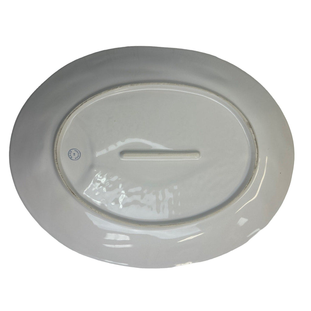 Made In Portugal White 18" X 14" Oval Ceramic Fish Large Serving Platter Dish