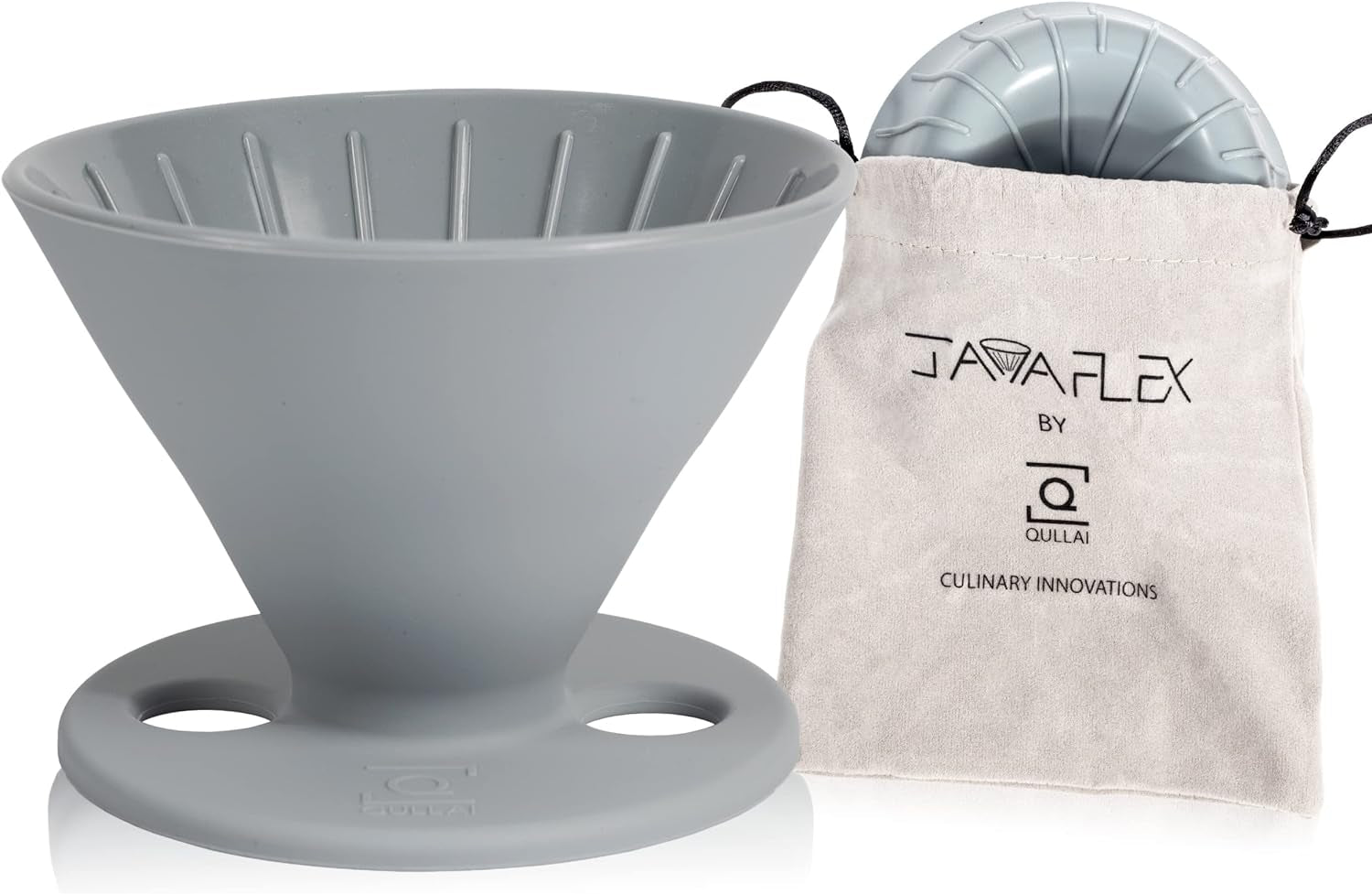 The Original Javaflex Premium Foldable Silicone Pour over Coffee Maker and Storage Pouch. Uses #2 V60 Cone Coffee Filters