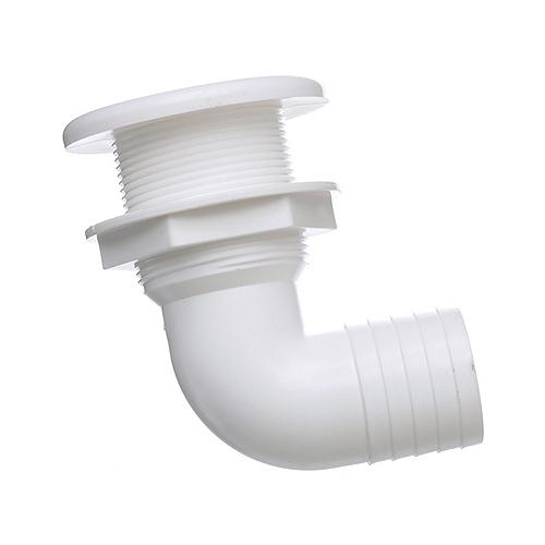 Seachoice 90-Degree Thru-Hull Connector, Fits 1-1/2 in. ID Hose, 1-3/8 in. Max Hull