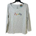 New Hand Printed Womens XL Rainbow Equality Long Sleeve Crew Neck Tee Shirt