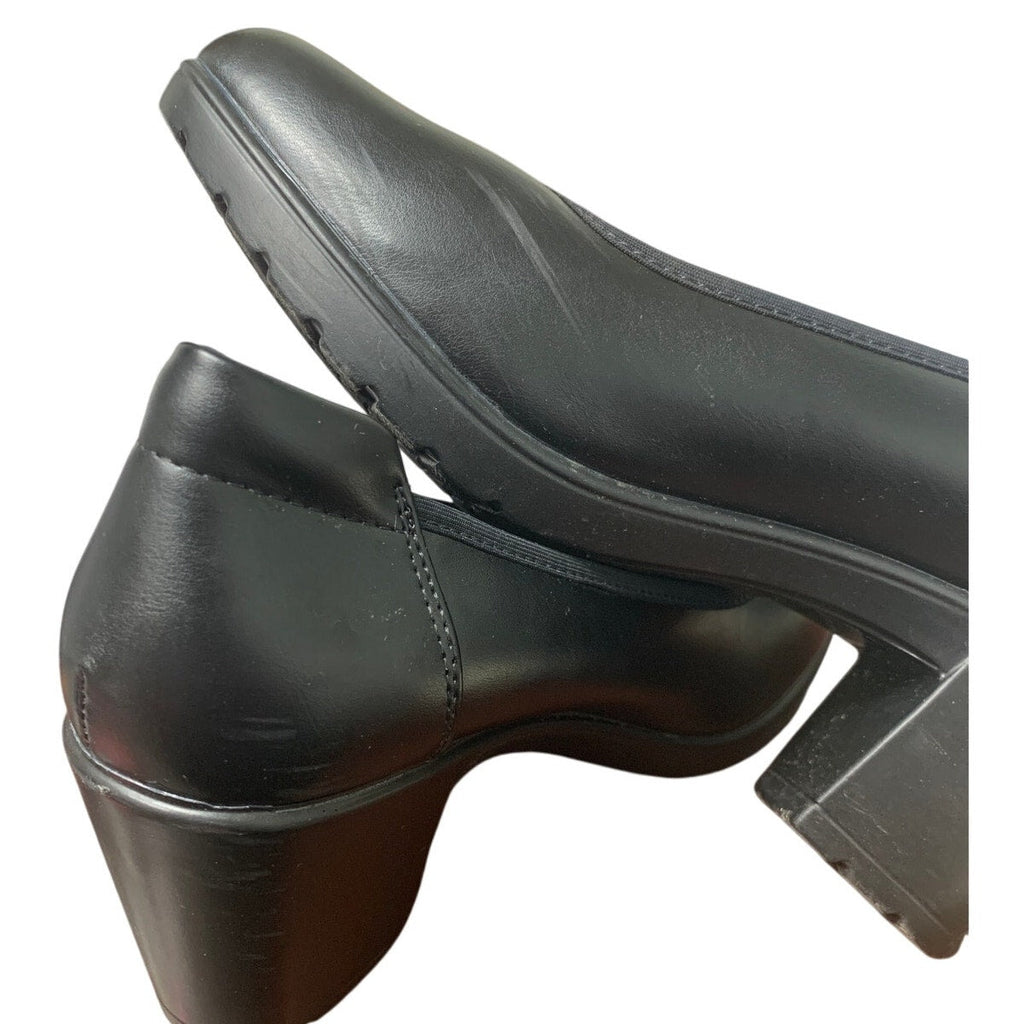 Dream Pairs Womens Size 7.5 Black Faux Leather 3" Chunky Heel Closed Toe Pumps