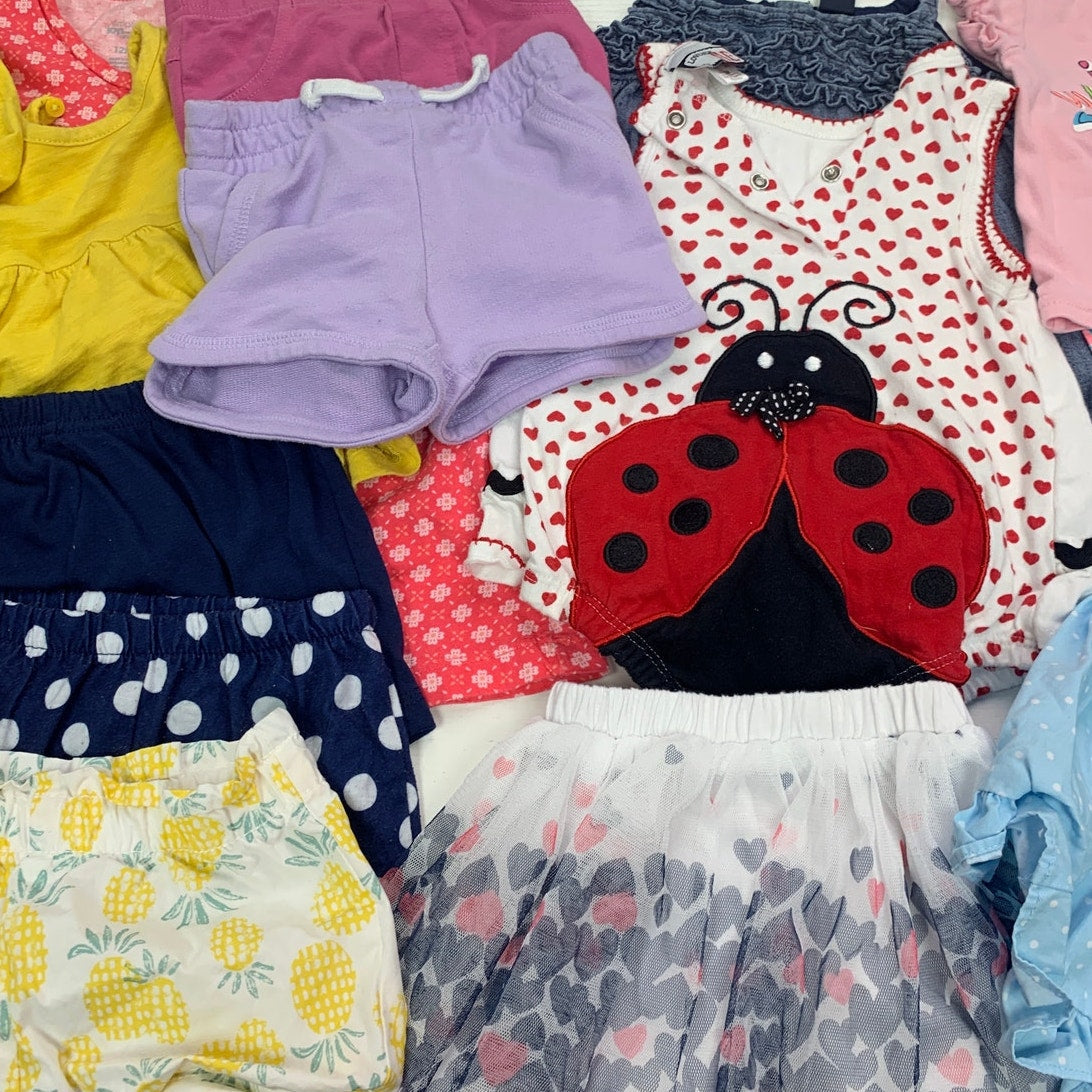 16 Baby Girls 12 Months One Pieces Outfits Shorts Tops Dresses Clothes Lot