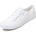Obtaom Womens Size 9 White Canvas Slip On Lace Up Rough Edge Sneaker Shoes