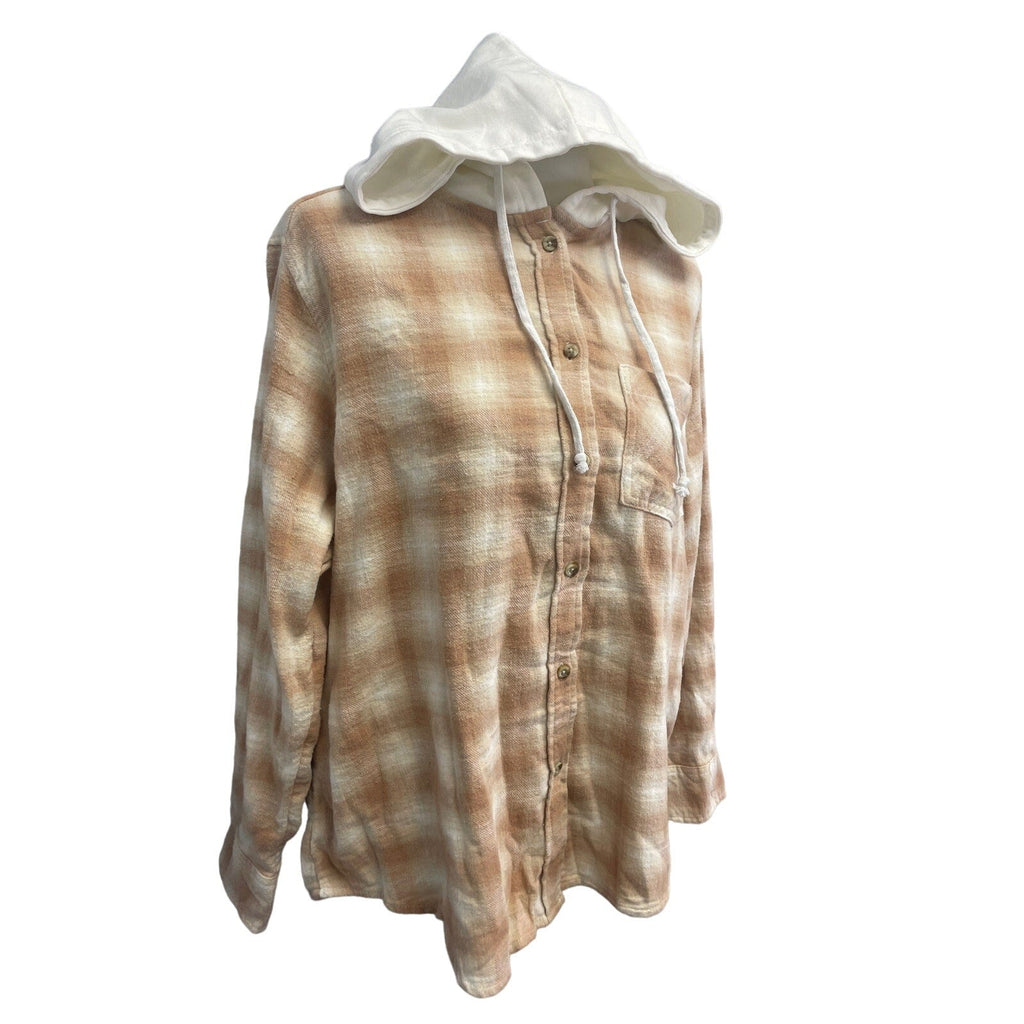 New Hand Printed Womens Medium In My Rodeo Era Long Sleeve Plaid Flannel Hoodie