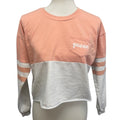 Rue 21 Womens Small PolyCotton Color Block Long Sleeve Crew Neck Cropped Shirt