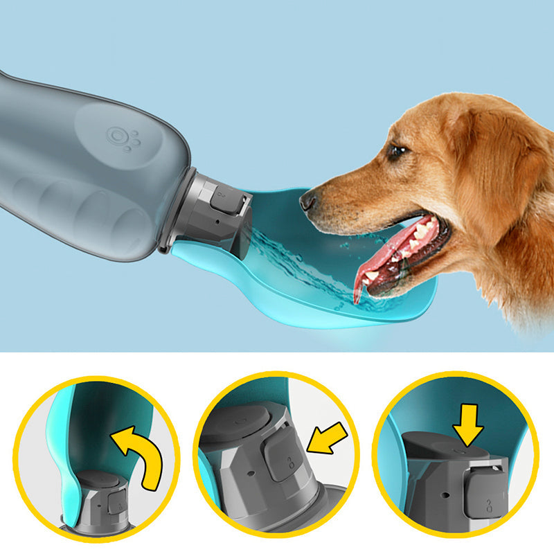 Portable Dog Water Bottle 800ml – Leakproof Foldable Pet Travel Water Dispenser with Drinking Bowl for Walking & Hiking