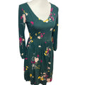 Old Navy XS Long Sleeve Deep V-Neck Rayon Blend Fit & Flare Green Floral Dress