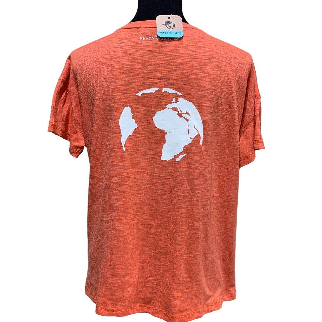 Hand Printed Upcycled Womens Medium Saving the Planet is My Superpower Tee