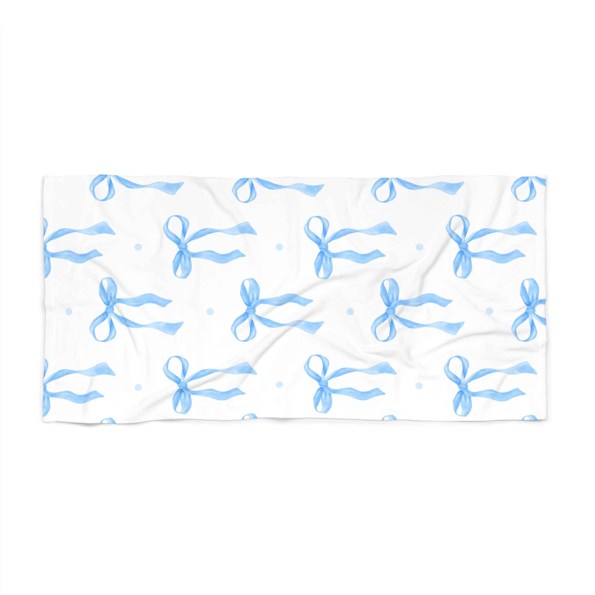 Customizable: Beach Towel with Blue Ribbon Pattern, Summertime Essentials, Poolside Fun, Gift for Beach Lovers, Vacation Ready, Travel Companion