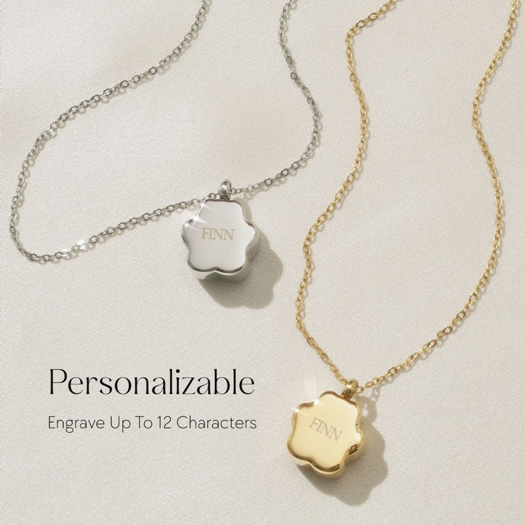 Paw Print - Cremation Necklace for Dog & Pet Ashes - Rose Gold