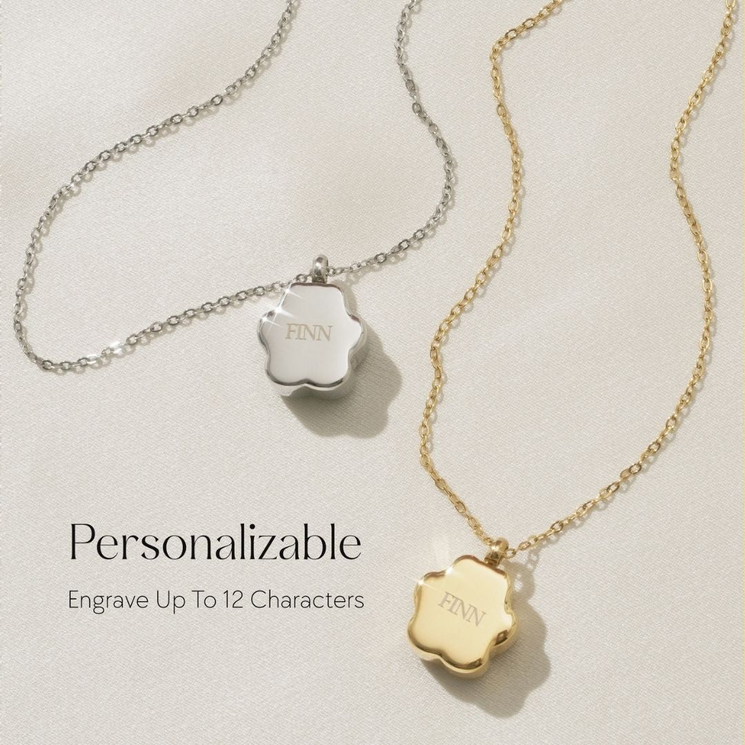 Paw Print - Cremation Necklace for Dog & Pet Ashes - Rose Gold