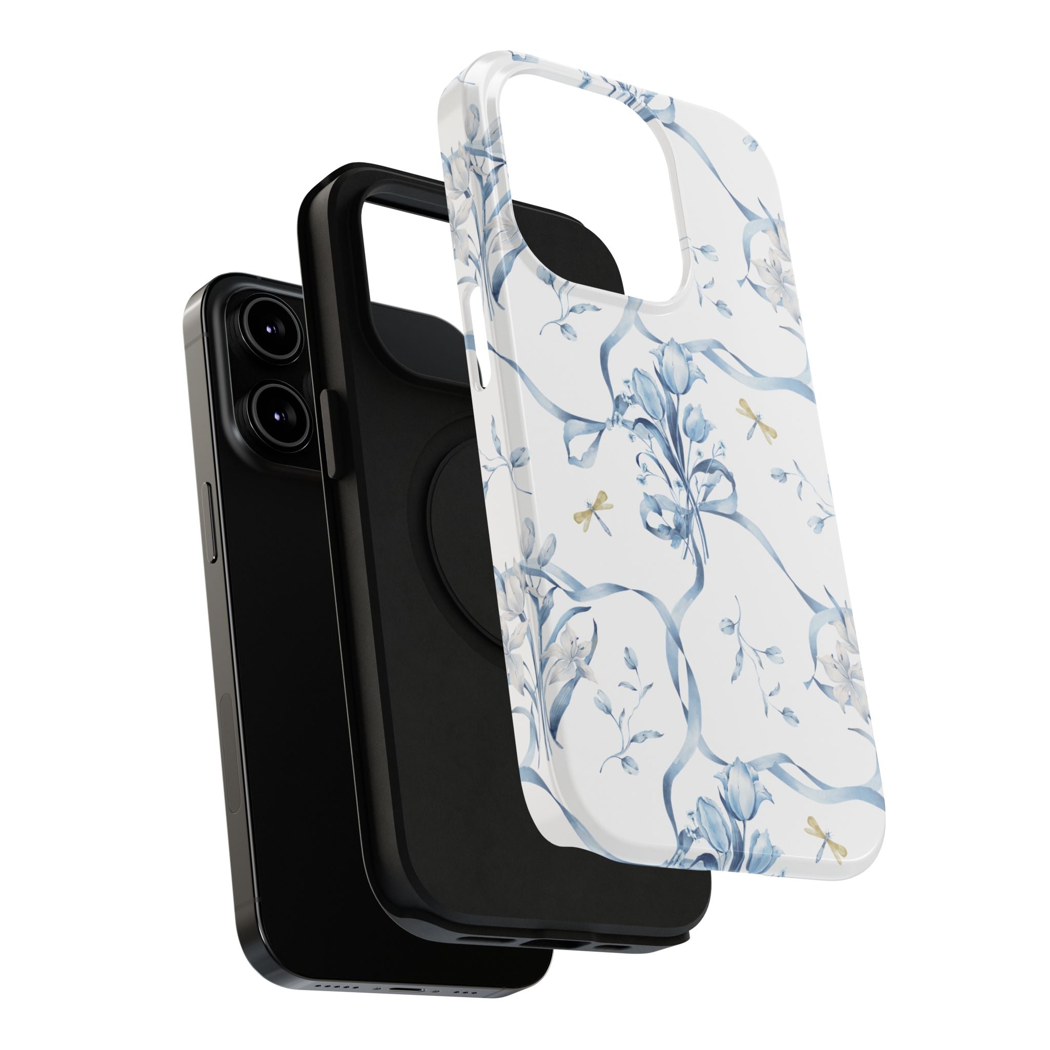 Customizable: Blue Floral-Inspired Phone Case