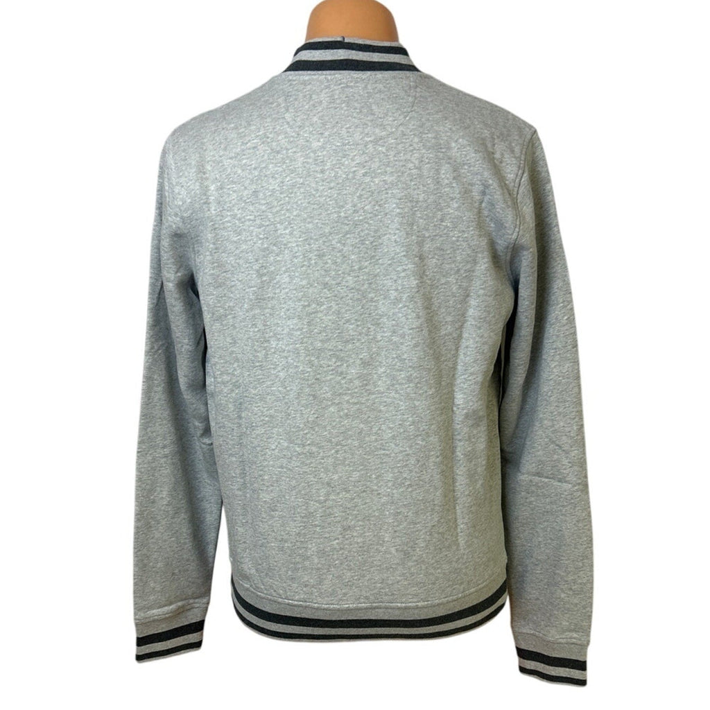New Champion Mens Medium Gray Snap Up Hand Printed Blue Jay Bird Bomber Jacket
