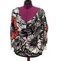 Lane Bryant Plus Size 18/20 Gathered Waist Sheer Floral V Neck Flowy Blouse Top