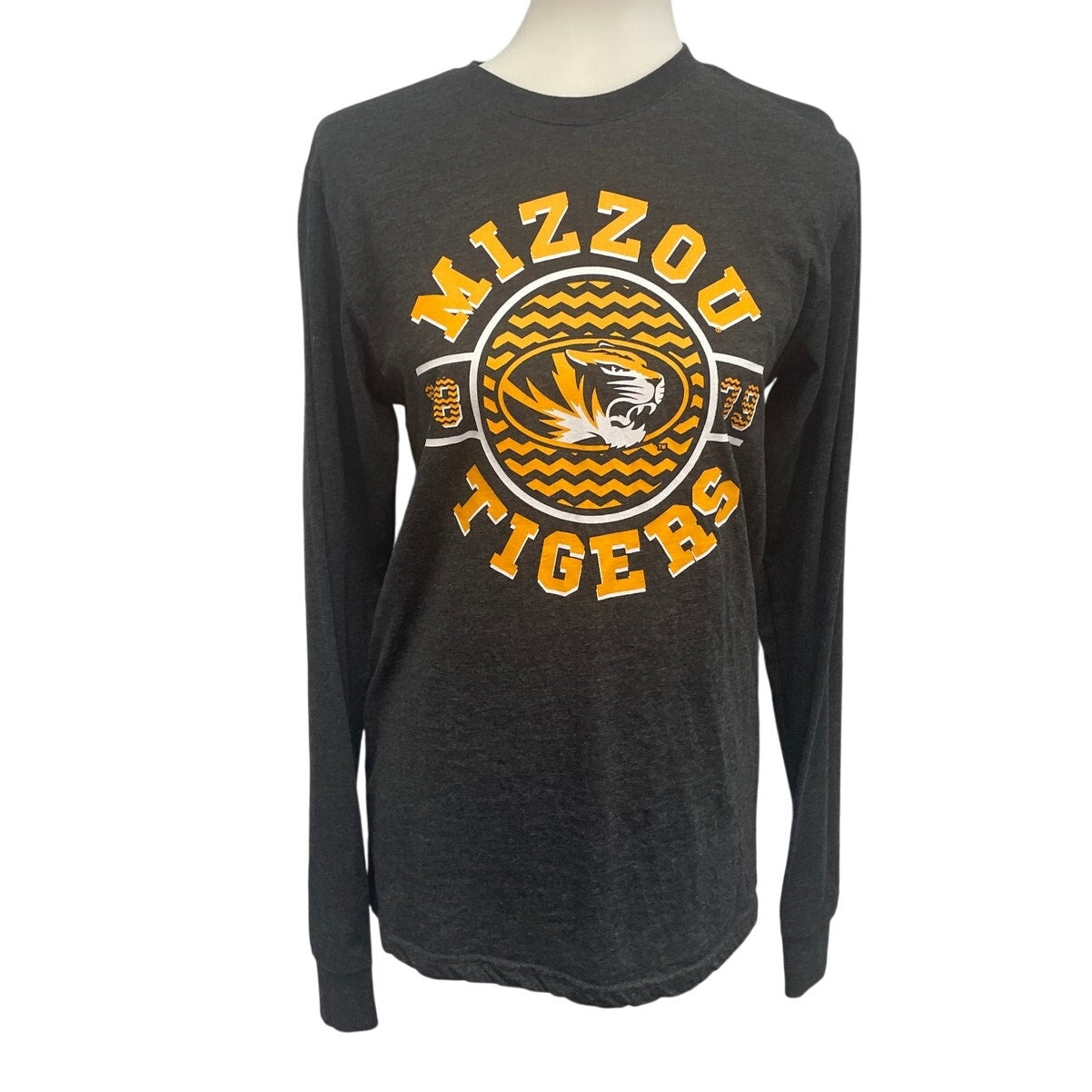 Mens Small PolyCotton Mizzou Tigers Long Sleeve Crew Neck Tee Shirt