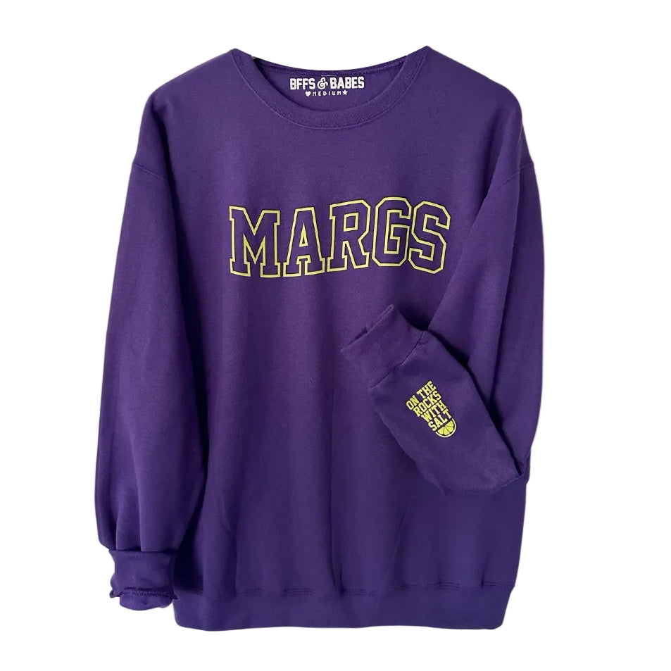 MARGS ♡ purple printed sweatshirt with on the rocks with salt cuff