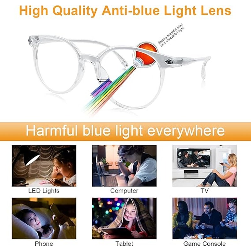 Craebuer Womens Clear Frame Blue Light Blocking Reading Eye Glasses w Case