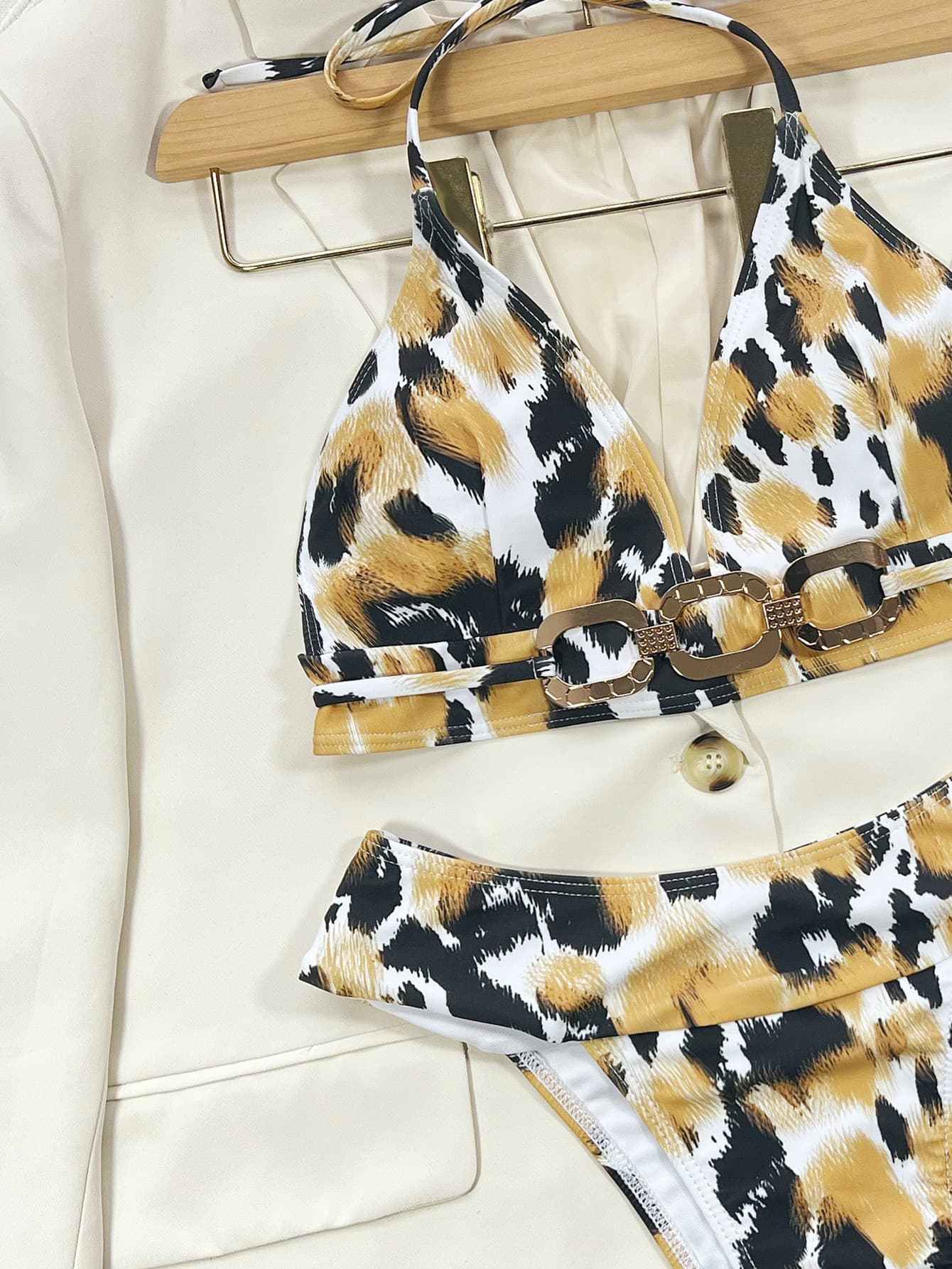 Animal Print Halter Neck: Bikini Set