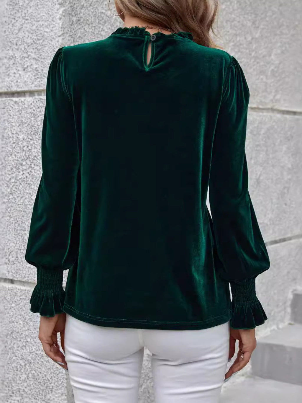 Women Lovelet Round Neck Flounce Sleeve Top