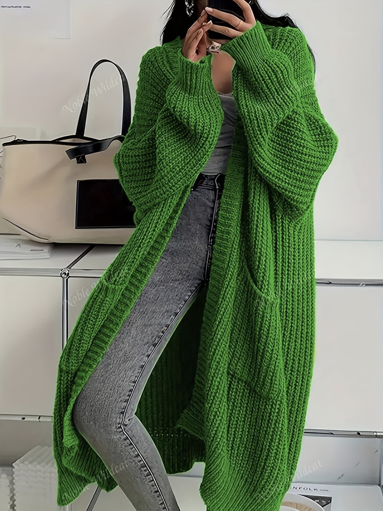 Women's Fashion Casual Temperament Long Over Knee Cardigan