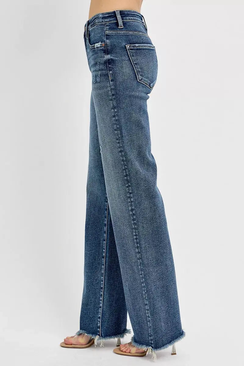 RISEN Jeans - Plus Size Tummy Control High Rise Long Straight Jeans