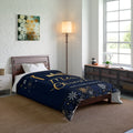 Nativity Christmas Comforter - Navy Blue with Merry Christmas & Happy New Year - JESUS Birth Scene