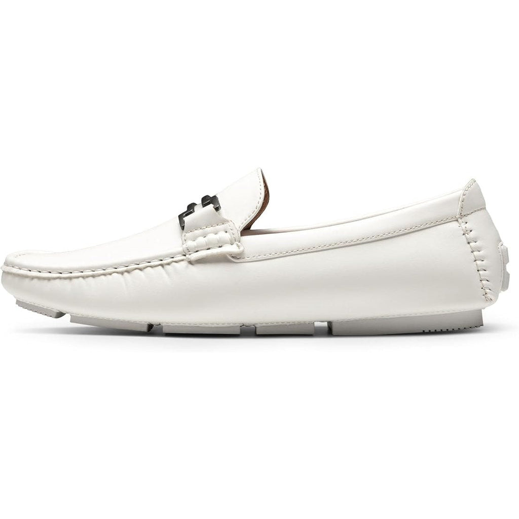 Bruno Marc Mens Size 10 White Faux Leather Driving Loafers Casual Slip On Shoes