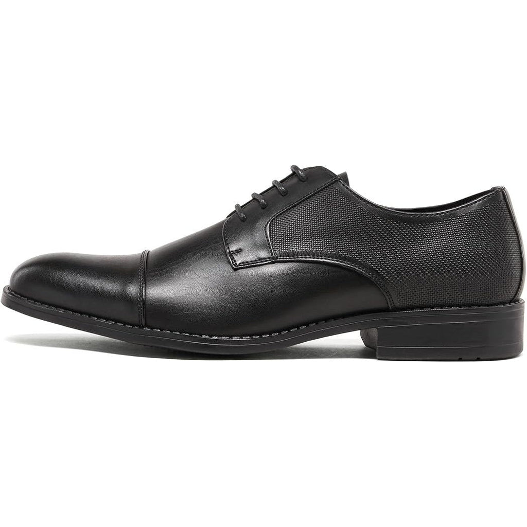 Bruno Marc Mens Size 7 Black Lace Up Faux Leather Small Heel Oxford Dress Shoes