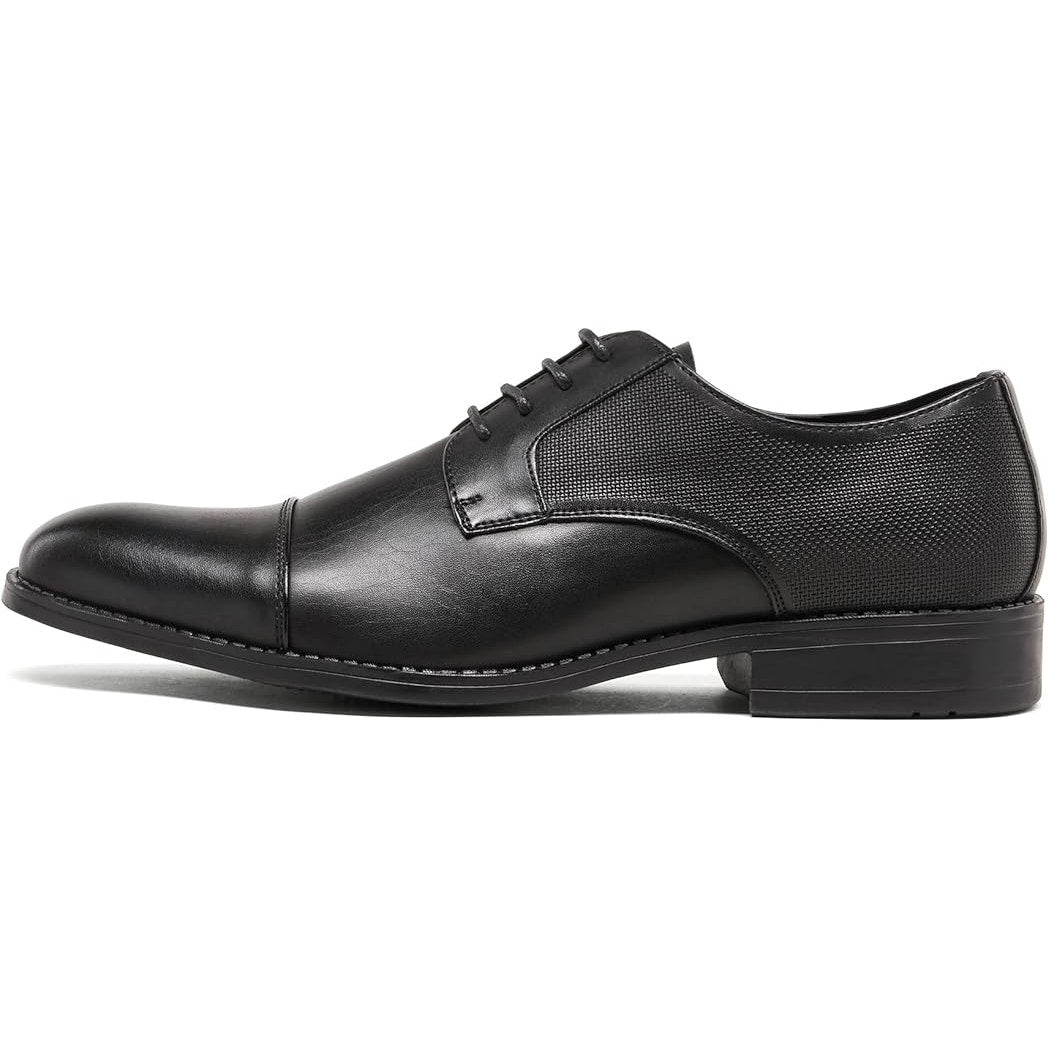 Bruno Marc Mens Size 7 Black Lace Up Faux Leather Small Heel Oxford Dress Shoes
