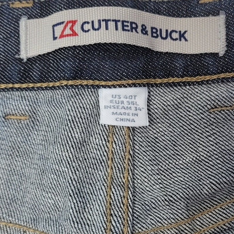 Cutter & Buck Mens 40X34 Tall Cotton Spandex Striaght Legged Denim Jeans