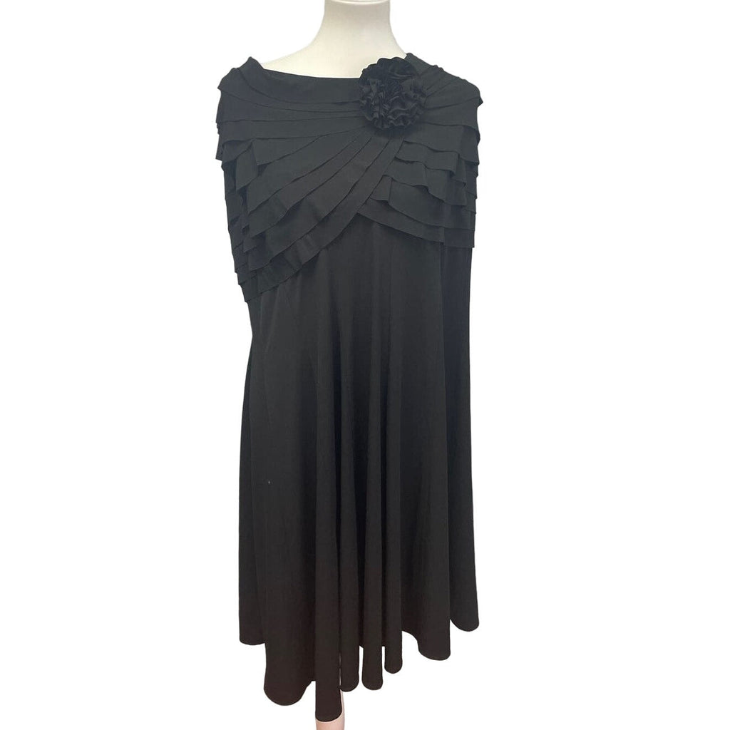 London Times Womens Plus SIze 20W Sleeveless Floral Twist Formal Black Dress