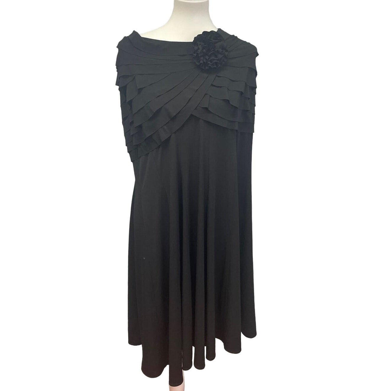London Times Womens Plus SIze 20W Sleeveless Floral Twist Formal Black Dress