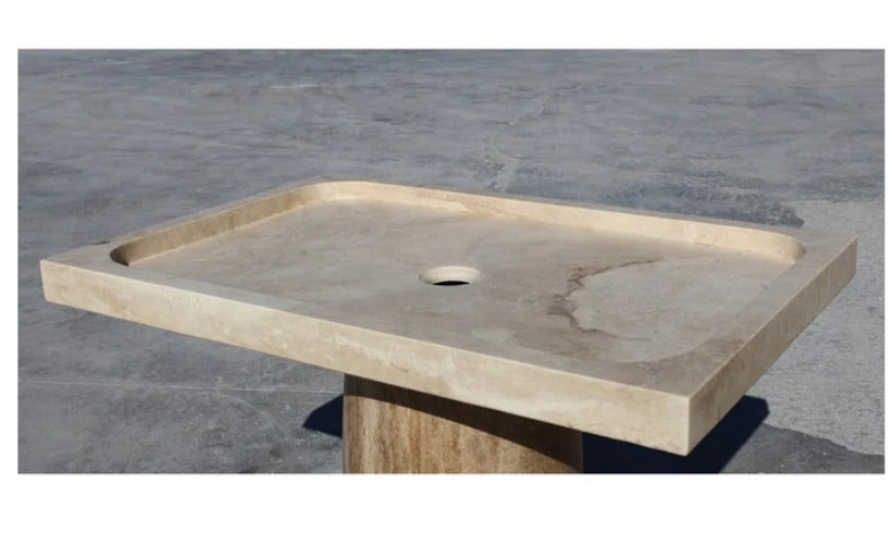 Travertine Shower Base 63x35 | Natural Stone Shower Pan USA | Luxury Marble Tray