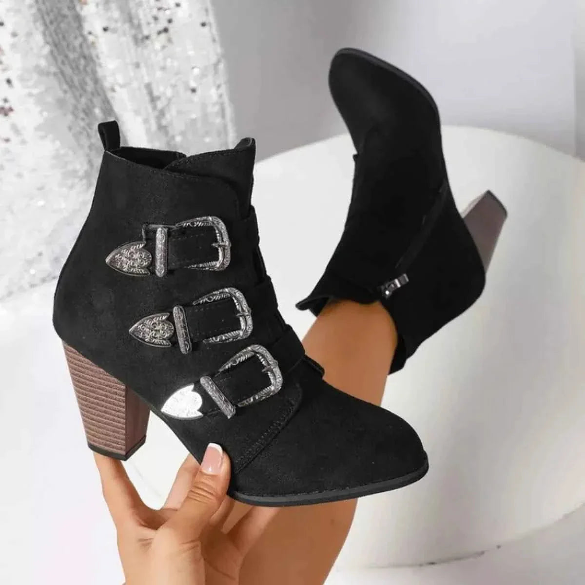 Trendy Ankle Boots : With Sliver Buttons