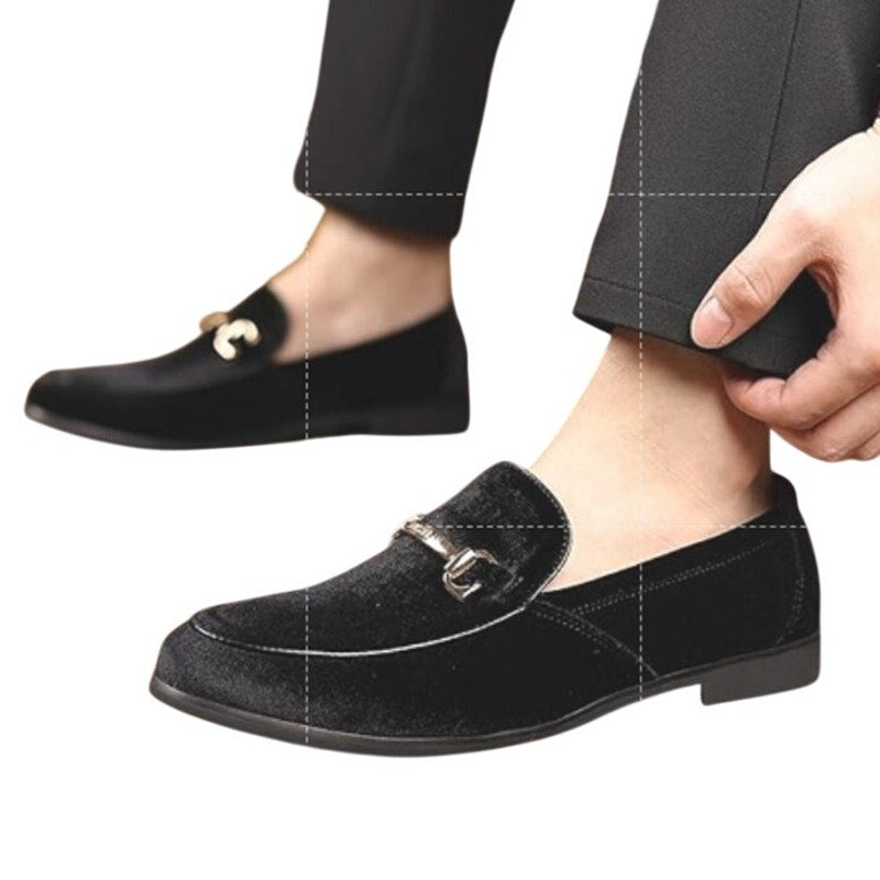 Cosidram Mens Size 10 Black Loafers Round Closed Toe Slip On Dress Shoes