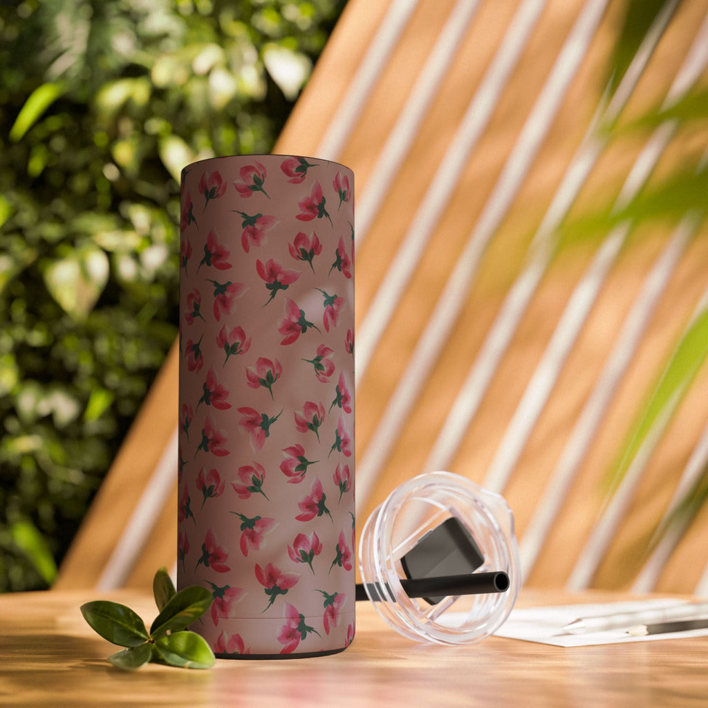 Customizable: Floral Pattern Tumbler, Personalized Gift for Coffee Lovers, Travel Mug for Women, Insulated Drinkware, Trendy Water Bottle