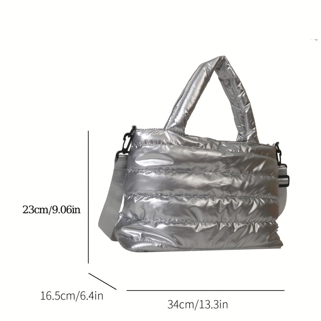 Large Capacity Quilted Crossbody Bag with Multi-Tiered Pockets