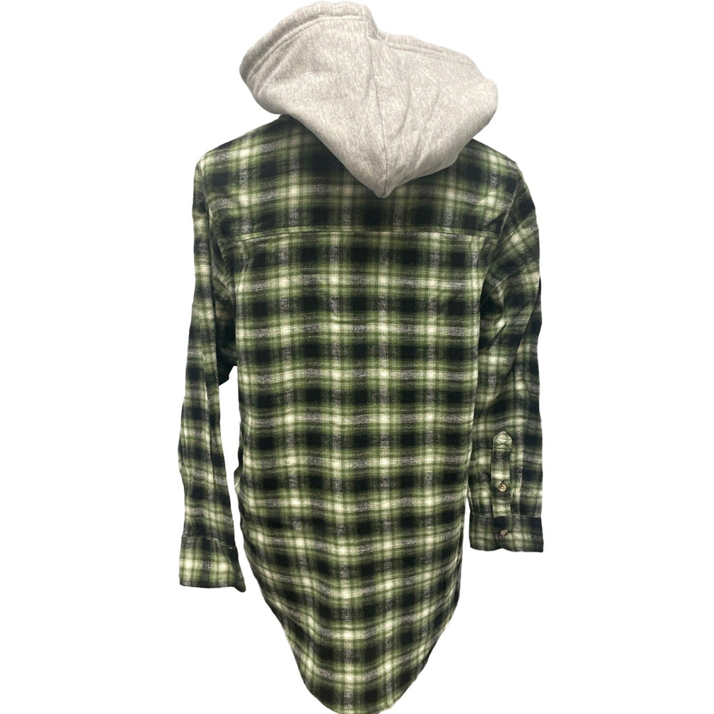 New Hand Printed Womens XXL Black Lab Dog Long Sleeve Plaid Flannel Hoodie