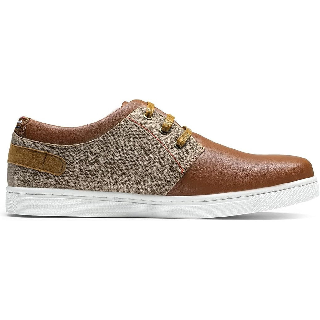 Bruno Marc Mens Size 6.5 Brown Faux Leather Canvas Lace Up Casual Sneaker Shoes