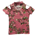 Glitter Girl Girls Size 7/8 PolySpandex Floral Cold Shoulder Key Hole Top