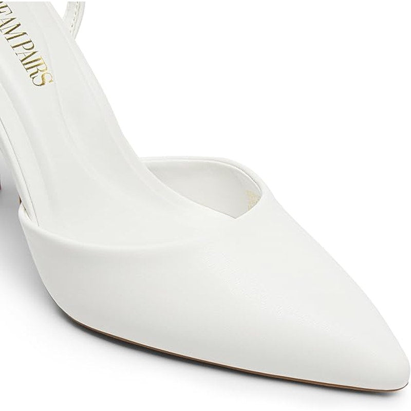 Deam Pairs Womens Size 8 White Pointy Toe Ankle Strap 4" Heel Wedding Shoes