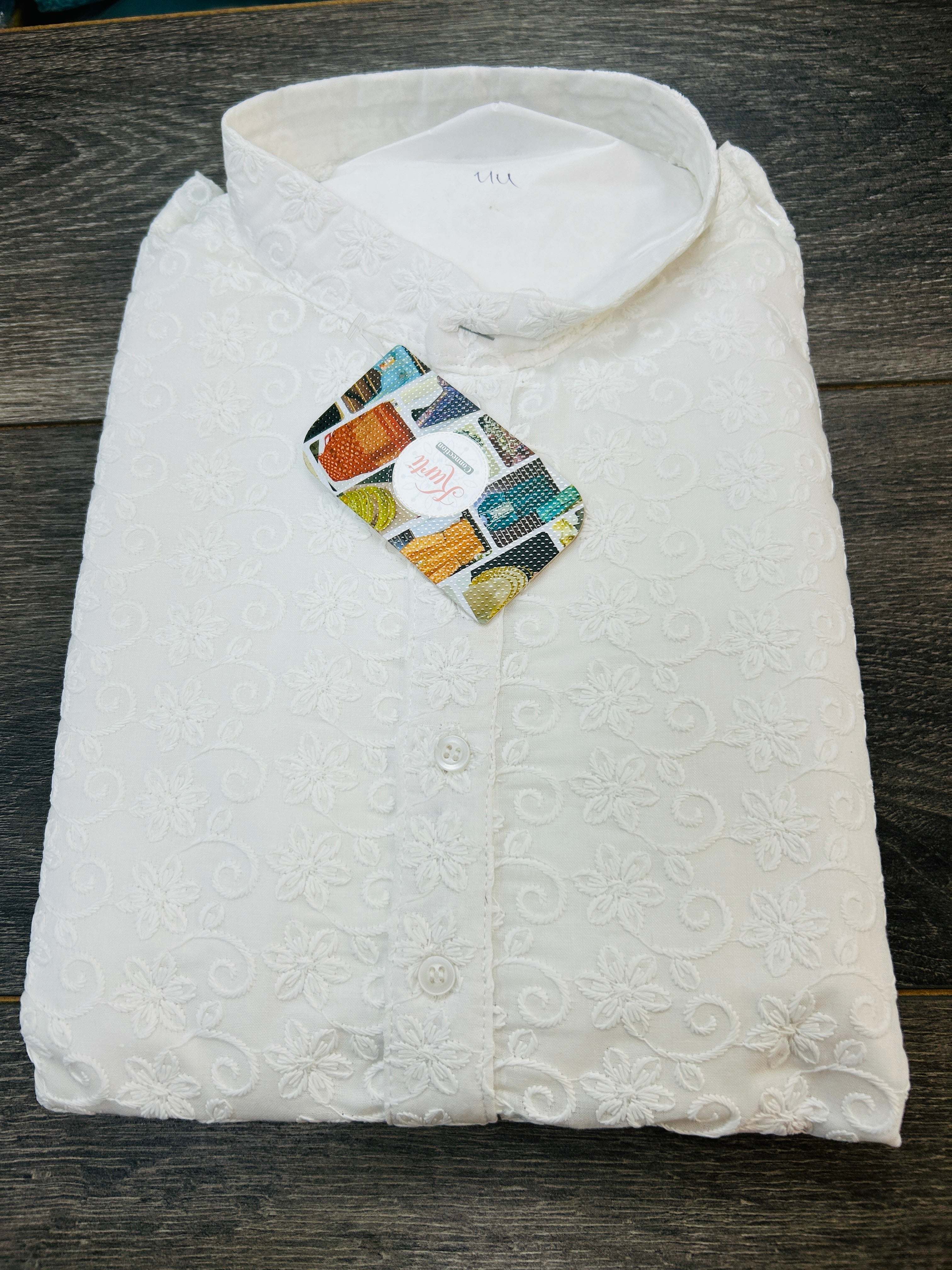 White chikankari cotton kurta pajama
